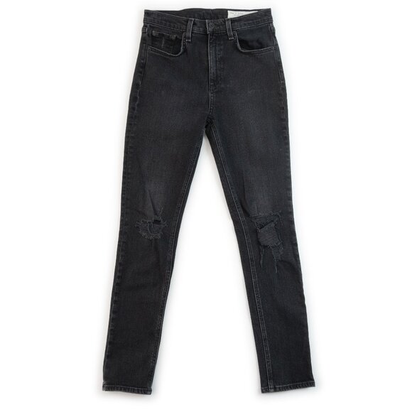 RAG & BONE black High Rise Ankle Skinny distressed jeans size 2 - Picture 1 of 11
